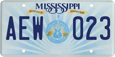 MS license plate AEW023
