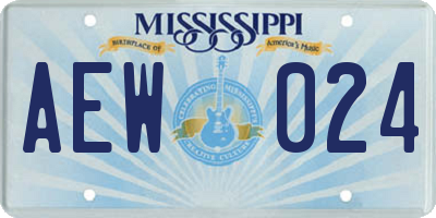 MS license plate AEW024