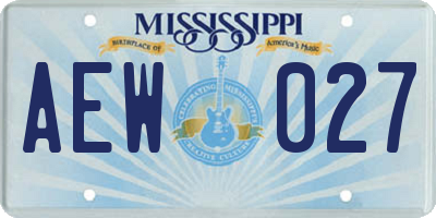 MS license plate AEW027