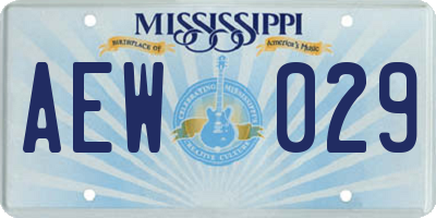 MS license plate AEW029