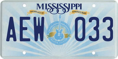 MS license plate AEW033