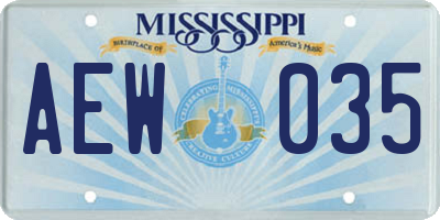 MS license plate AEW035