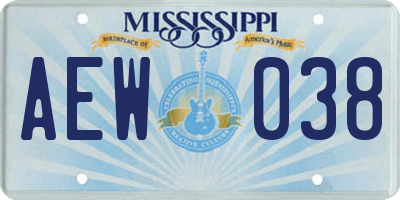 MS license plate AEW038