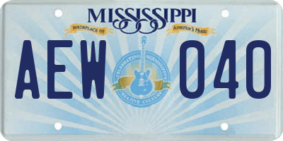 MS license plate AEW040