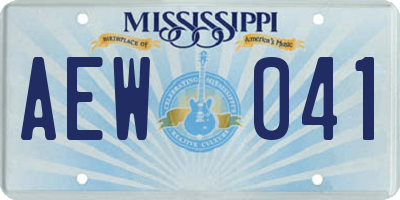 MS license plate AEW041