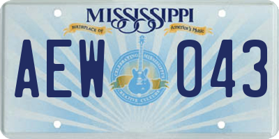 MS license plate AEW043