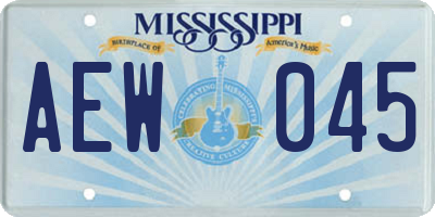 MS license plate AEW045
