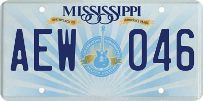 MS license plate AEW046