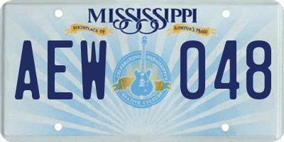 MS license plate AEW048