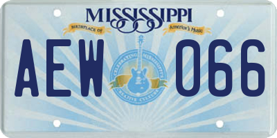 MS license plate AEW066