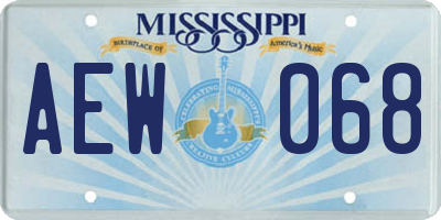 MS license plate AEW068