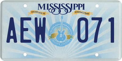 MS license plate AEW071