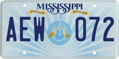 MS license plate AEW072