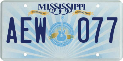 MS license plate AEW077