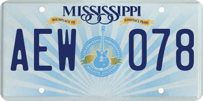 MS license plate AEW078