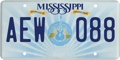 MS license plate AEW088