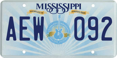 MS license plate AEW092