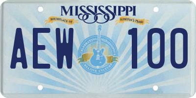 MS license plate AEW100