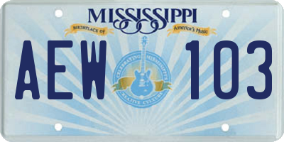 MS license plate AEW103