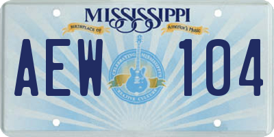 MS license plate AEW104