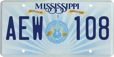 MS license plate AEW108