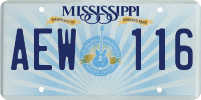 MS license plate AEW116