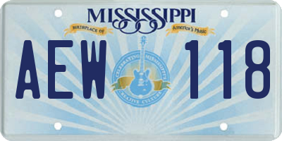 MS license plate AEW118
