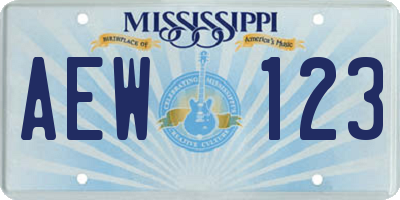 MS license plate AEW123