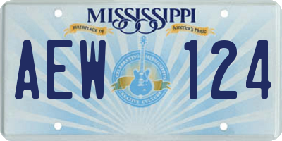 MS license plate AEW124