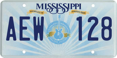 MS license plate AEW128