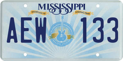 MS license plate AEW133