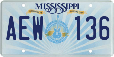 MS license plate AEW136