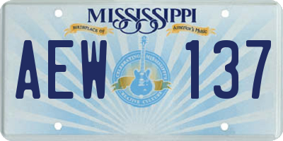 MS license plate AEW137