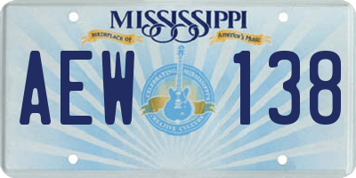 MS license plate AEW138