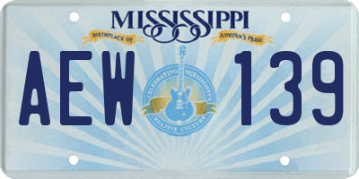 MS license plate AEW139