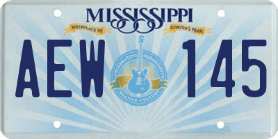 MS license plate AEW145