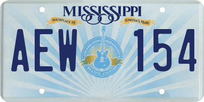 MS license plate AEW154