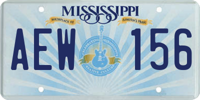 MS license plate AEW156