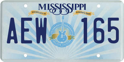MS license plate AEW165