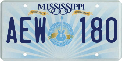 MS license plate AEW180