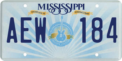 MS license plate AEW184