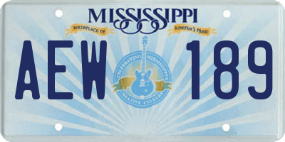MS license plate AEW189