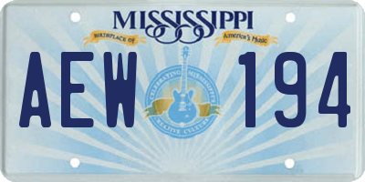 MS license plate AEW194