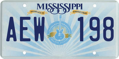 MS license plate AEW198