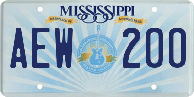 MS license plate AEW200
