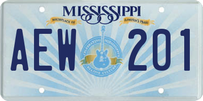MS license plate AEW201
