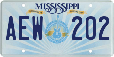 MS license plate AEW202