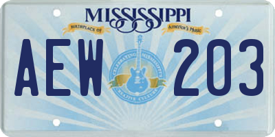 MS license plate AEW203