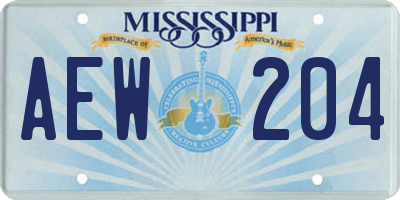 MS license plate AEW204