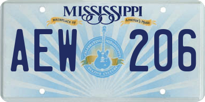 MS license plate AEW206